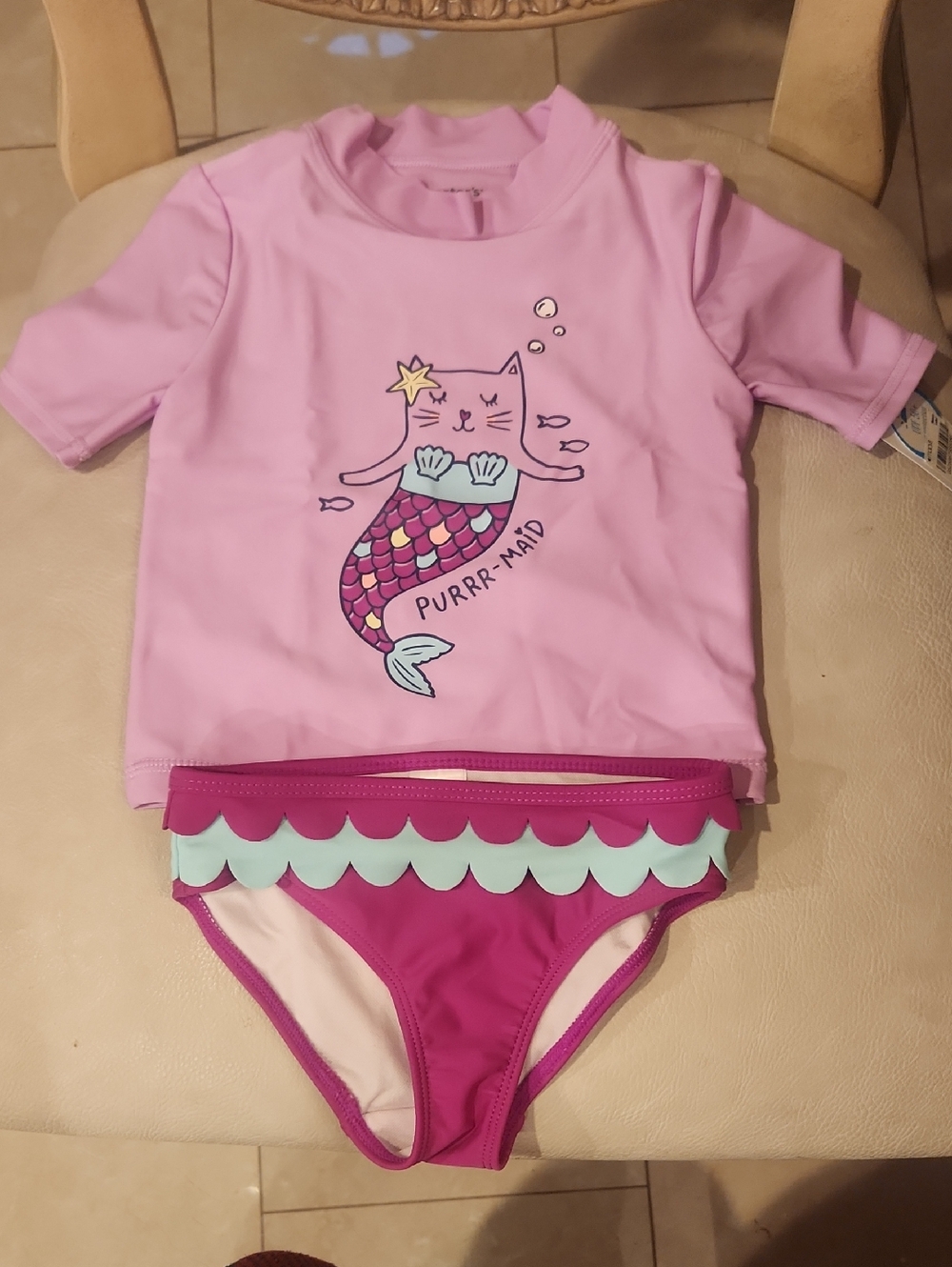 Sun Protection Tankini Rash Guard Mermaid Set. New!